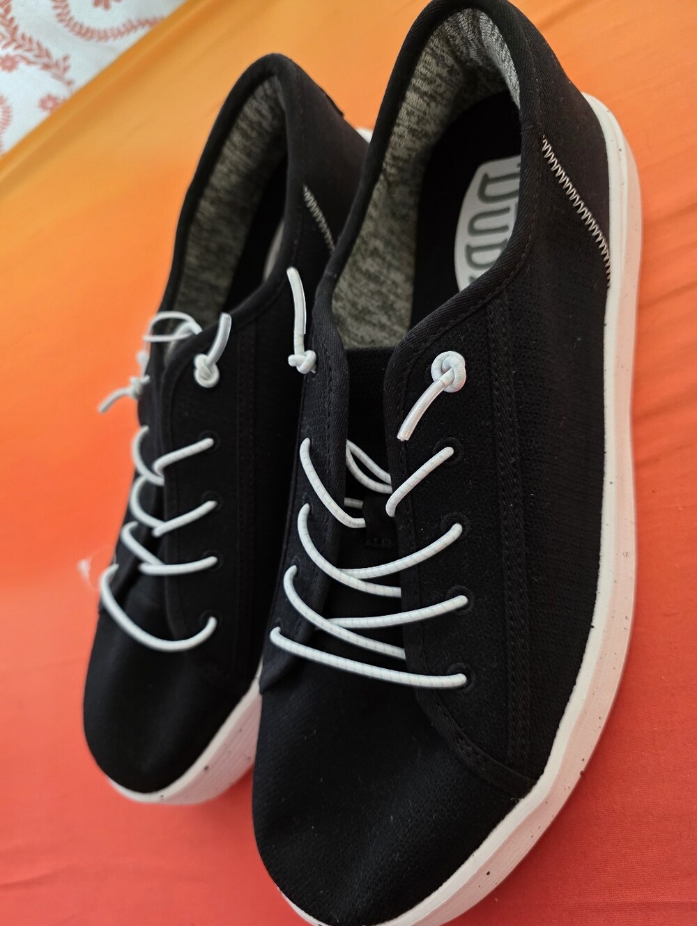 Hey Dude Black Canvas Slip-On Sneakers with White Sole
